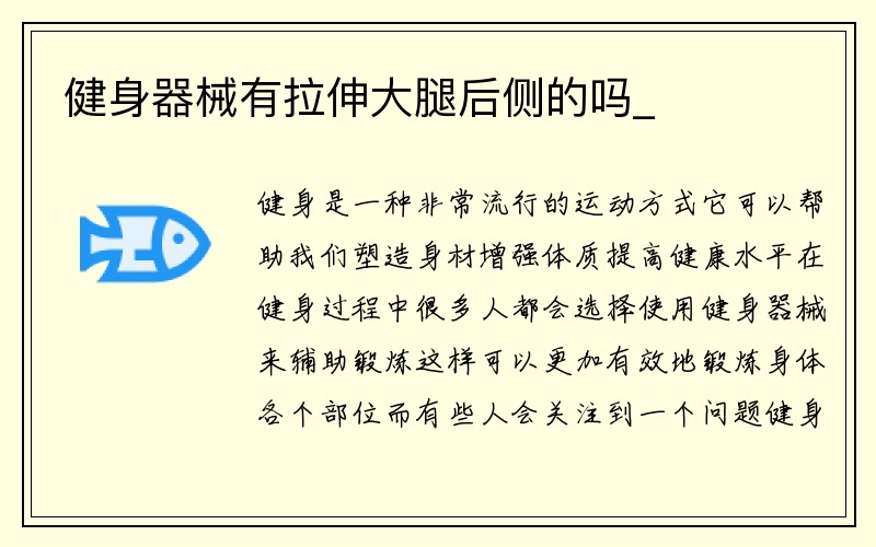 健身器械有拉伸大腿后侧的吗_